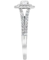 Diamond Double Halo Engagement Ring (1 ct. t.w.) in 14k White Gold