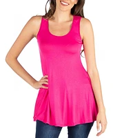 24seven Comfort Apparel Women's Scoop Neck Sleeveless Tunic Top