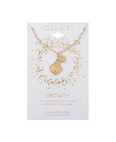 Unwritten 14K Gold Flash Plated Satin Finish Yin Yang and Flower Charm Y-Necklace - Gold