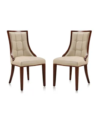 Manhattan Comfort Fifth Avenue 2-Piece Beech Wood Faux Leather Upholstered Dining Chair Set