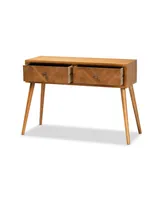 Mae Mid-Century Modern Wood 2-Drawer Console Table