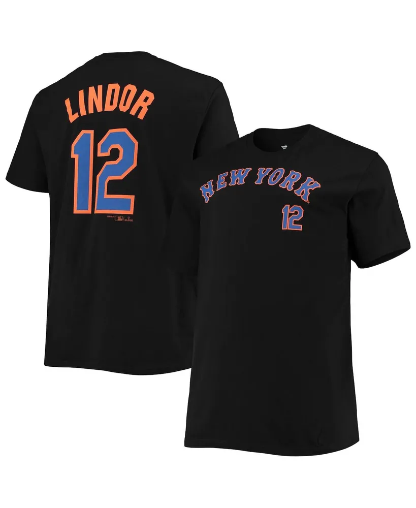 Profile Men's Francisco Lindor Black New York Mets Big and Tall Name Number  T-shirt