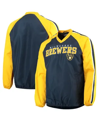 Men's G-iii Sports By Carl Banks Navy, Gold Milwaukee Brewers Kickoff Raglan V-Neck Pullover Jacket