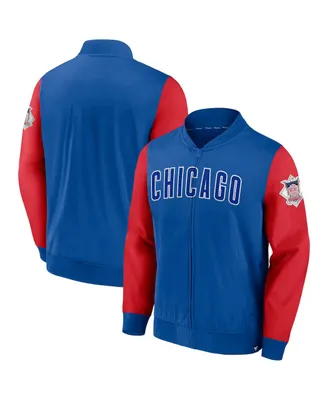 Men's Fanatics Royal, Red Chicago Cubs Iconic Record Holder Woven Full-Zip Bomber Jacket