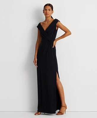 Lauren Ralph Women's Jersey Off-the-Shoulder Side-Slit Column Gown