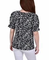 Women's Elbow Cuffed Sleeve Hardware Top
