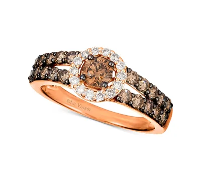 Le Vian Chocolate Diamond (1 ct. t.w.) & Nude (1/8 Halo Ring 14k White, Yellow or Rose Gold