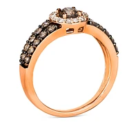 Le Vian Chocolate Diamond (1 ct. t.w.) & Nude (1/8 Halo Ring 14k White, Yellow or Rose Gold