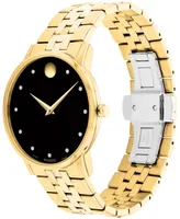 Movado Unisex Swiss Museum Classic Diamond (1/20 ct. t.w.) Gold Pvd Stainless Steel Bracelet Watch 40mm