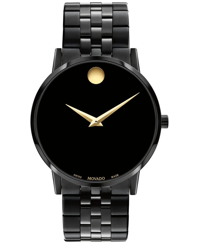 Movado Unisex Swiss Museum Classic Black Pvd Stainless Steel Bracelet Watch 40mm