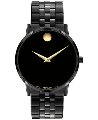 Movado Unisex Swiss Museum Classic Black Pvd Stainless Steel Bracelet Watch 40mm