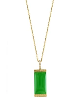 Effy Dyed Jade & Diamond Accent Rectangle 18" Pendant Necklace in 14k Gold