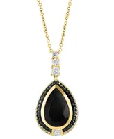 Effy Onyx & Diamond (5/8 ct .t.w.) 18" Pendant Necklace in 14k Gold