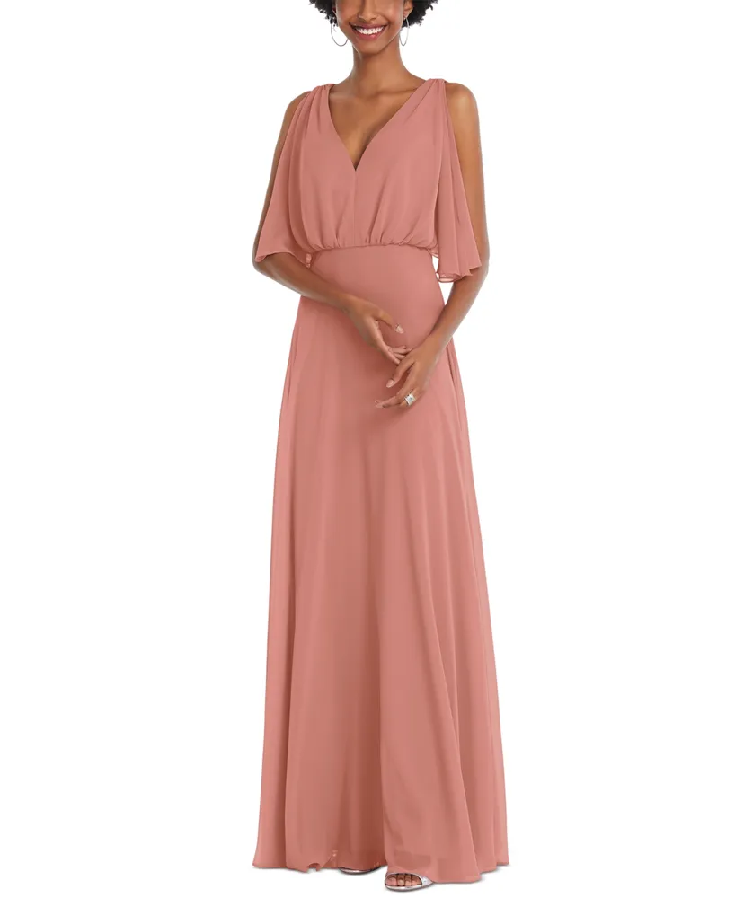 After Six Plus V-Neck Split Sleeve Blouson Bodice Maxi Dress