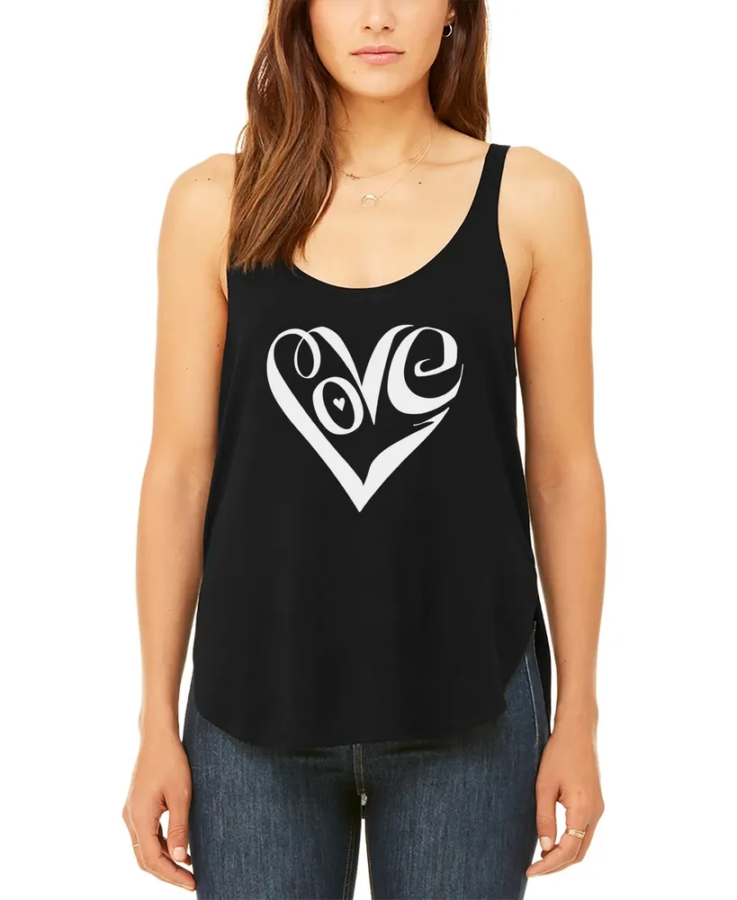 Women's Premium Word Art Flowy Script Love Heart Tank Top