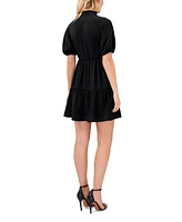 CeCe Women's Short Sleeve Tiered V-Neck Baby Doll Dress