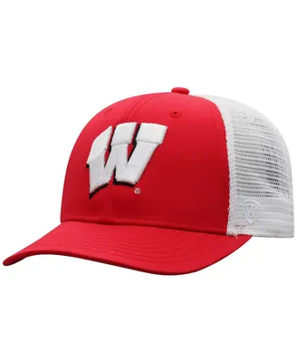Men's Top of the World Red, White Wisconsin Badgers Trucker Snapback Hat
