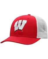 Men's Top of the World Red, White Wisconsin Badgers Trucker Snapback Hat