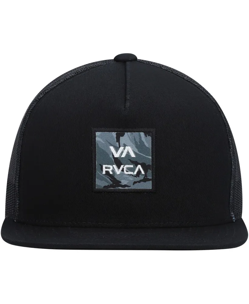 Big Boys Rvca Black Va Atw Trucker Print Snapback Hat