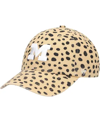 Women's '47 Brand Tan Michigan Wolverines Cheetah Clean Up Adjustable Hat