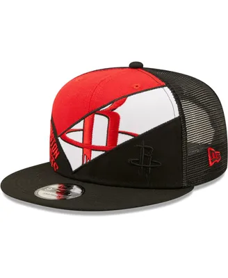 Men's New Era Black Houston Rockets Criss Cross 9FIFTY Trucker Snapback Hat