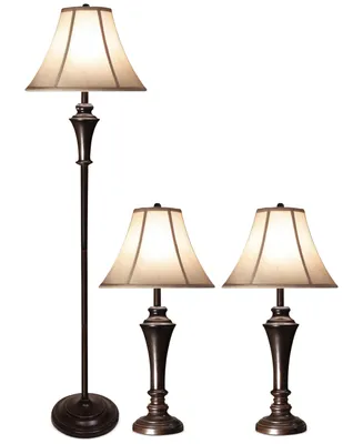 StyleCraft Aged Bronze Steel Lamps, 3 Piece