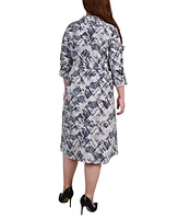 Ny Collection Plus Size Printed Shirt Dress