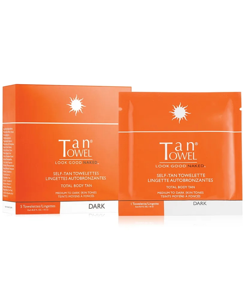 TanTowel Total-Body Self-Tan Towelettes - Dark, 5