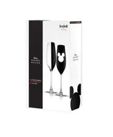 JoyJolt Disney Luxury Mickey Mouse Crystal 9 oz Stemmed Champagne Flute Glass, Set of 2