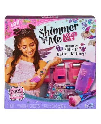 Cool Maker, Shimmer Me Body Art with Roller, 4 Metallic Foils and 180 Designs, Temporary Tattoo Set, 14 Piece, Kids Toys for Ages 8 and Up - Multi