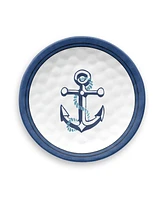 TarHong Melamine Nautical Anchor Appetizer Plates, Set of 4