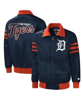 Men's Starter Navy Detroit Tigers The Captain Ii Full-Zip Varsity Jacket