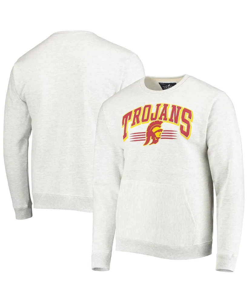 Men's League Collegiate Wear Heathered Gray Usc Trojans Upperclassman Pocket Pullover Sweatshirt