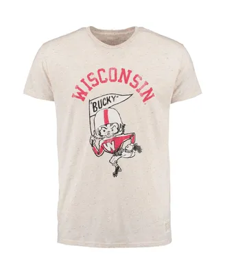 Men's Original Retro Brand Natural Wisconsin Badgers Vintage-Like Tri-Blend T-shirt
