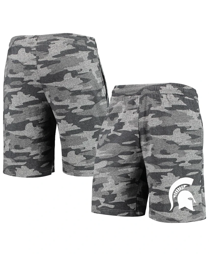 Men's Concepts Sport Charcoal, Gray Michigan State Spartans Camo Backup Terry Jam Lounge Shorts