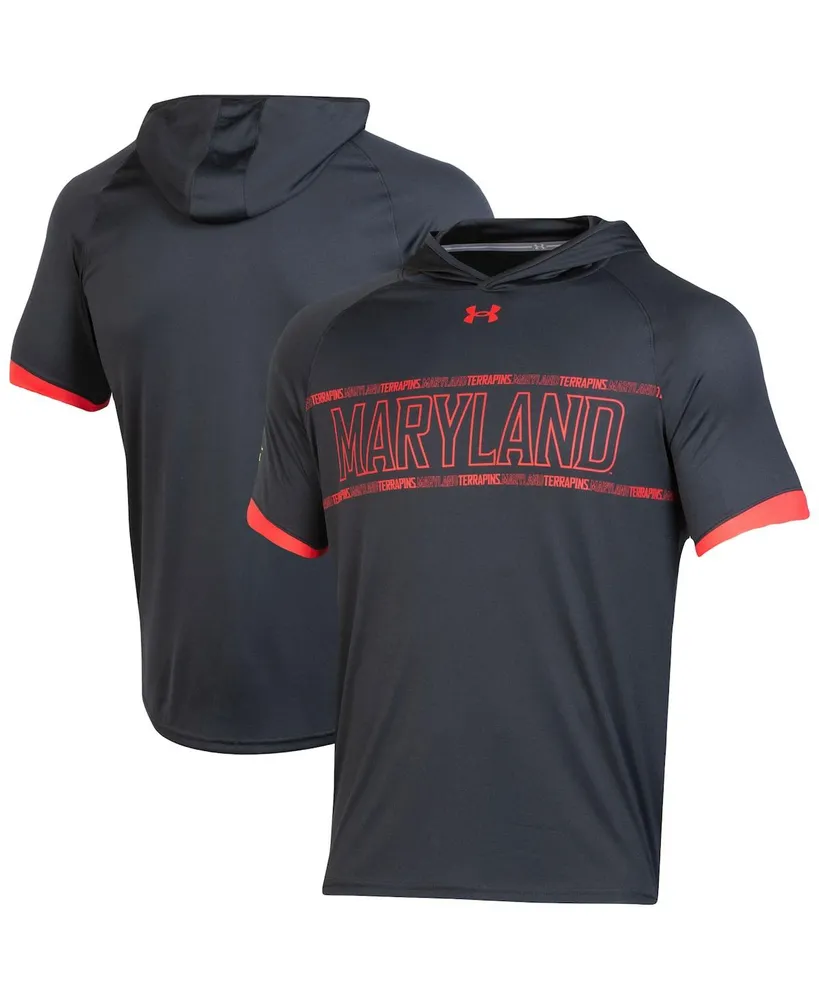 Men's Under Armour Maryland Terrapins On-Court Basketball Shooting Hoodie Raglan Performance T-shirt