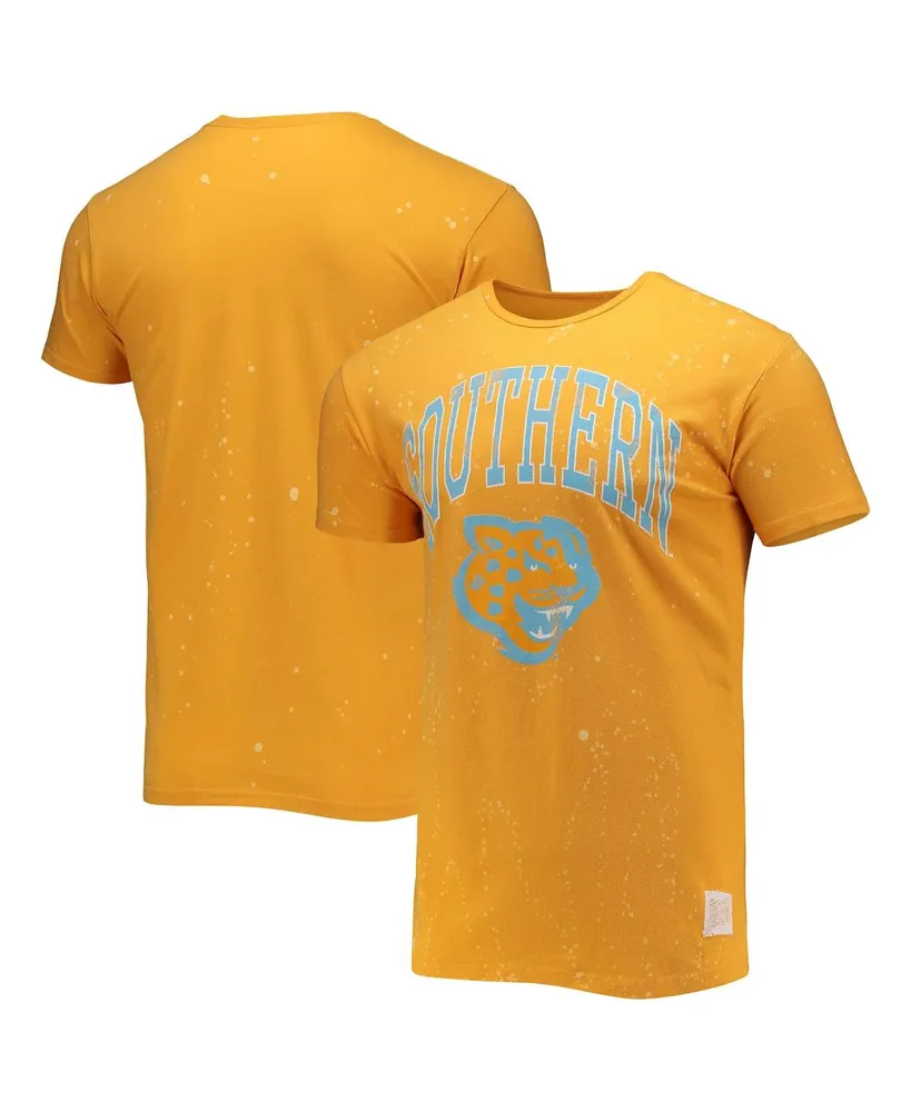 Men's Original Retro Brand Gold Southern University Jaguars Bleach Splatter T-shirt