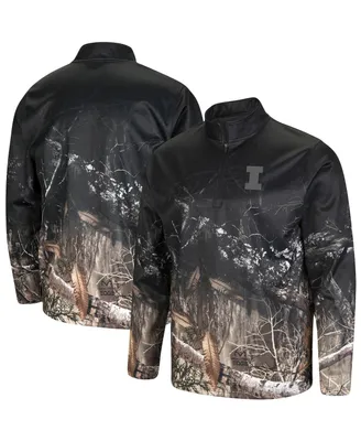 Men's Colosseum Black and Realtree Camo Illinois Fighting Illini Creek Quarter-Zip Jacket