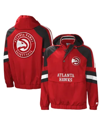 Men's Starter Red, Black Atlanta Hawks The Pro Ii Half-Zip Jacket