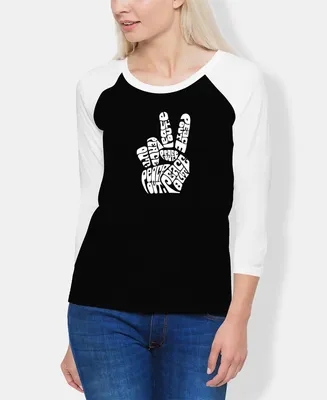 Women's Raglan Word Art Peace Out T-shirt