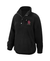 Women's Top of the World Black Oklahoma Sooners Sierra Sherpa Quarter-Snap Jacket