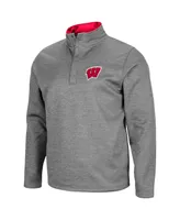 Men's Colosseum Heathered Charcoal Wisconsin Badgers Roman Pullover Jacket