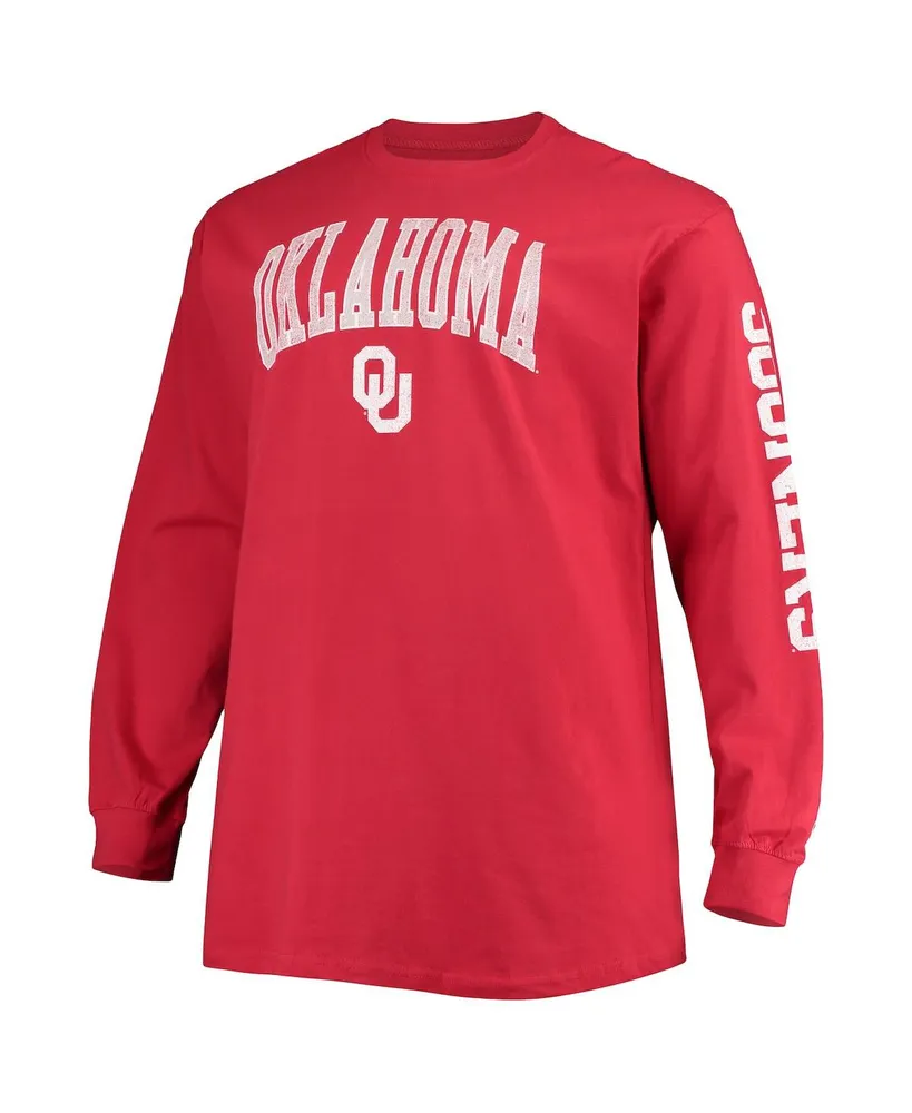 Men's Champion Crimson Oklahoma Sooners Big and Tall 2-Hit Long Sleeve T-shirt