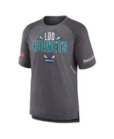 Men's Fanatics Heathered Gray Charlotte Hornets 2022 Noches Ene-Be-a Core Shooting Raglan T-shirt