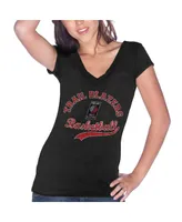 Women's Majestic Threads Damian Lillard Black Portland Trail Blazers Name & Number Tri-Blend V-Neck T-shirt