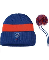 Men's Nike Royal Boise State Broncos Logo Sideline Cuffed Knit Hat with Pom