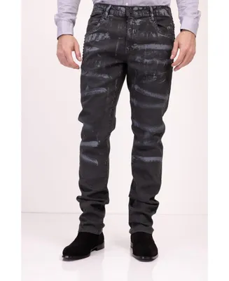 Ron Tomson Men's Modern Swiped Denim Jeans