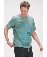 Ron Tomson Men's Modern Print Fitted Cali T-shirt