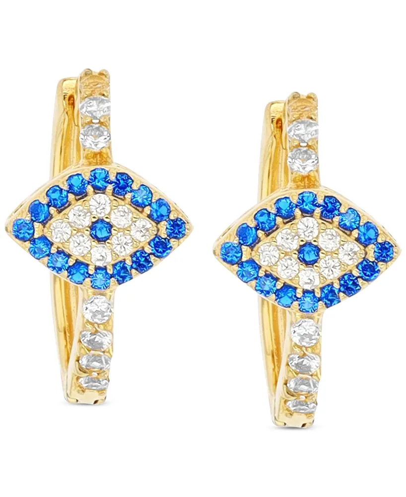 Lab-Created Blue Spinel (1/3 ct. t.w.) & Cubic Zirconia Hoop Earrings