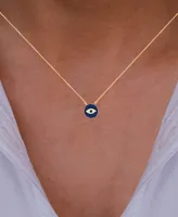 Cubic Zirconia & Enamel Evil Eye 18" Pendant Necklace in 14k Gold-Plated Sterling Silver